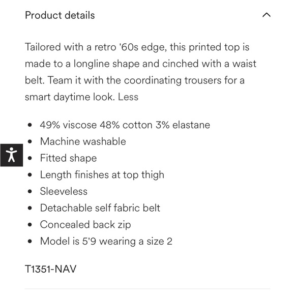 Boden Belted Co-ord Top geometric - Picture 6 of 10